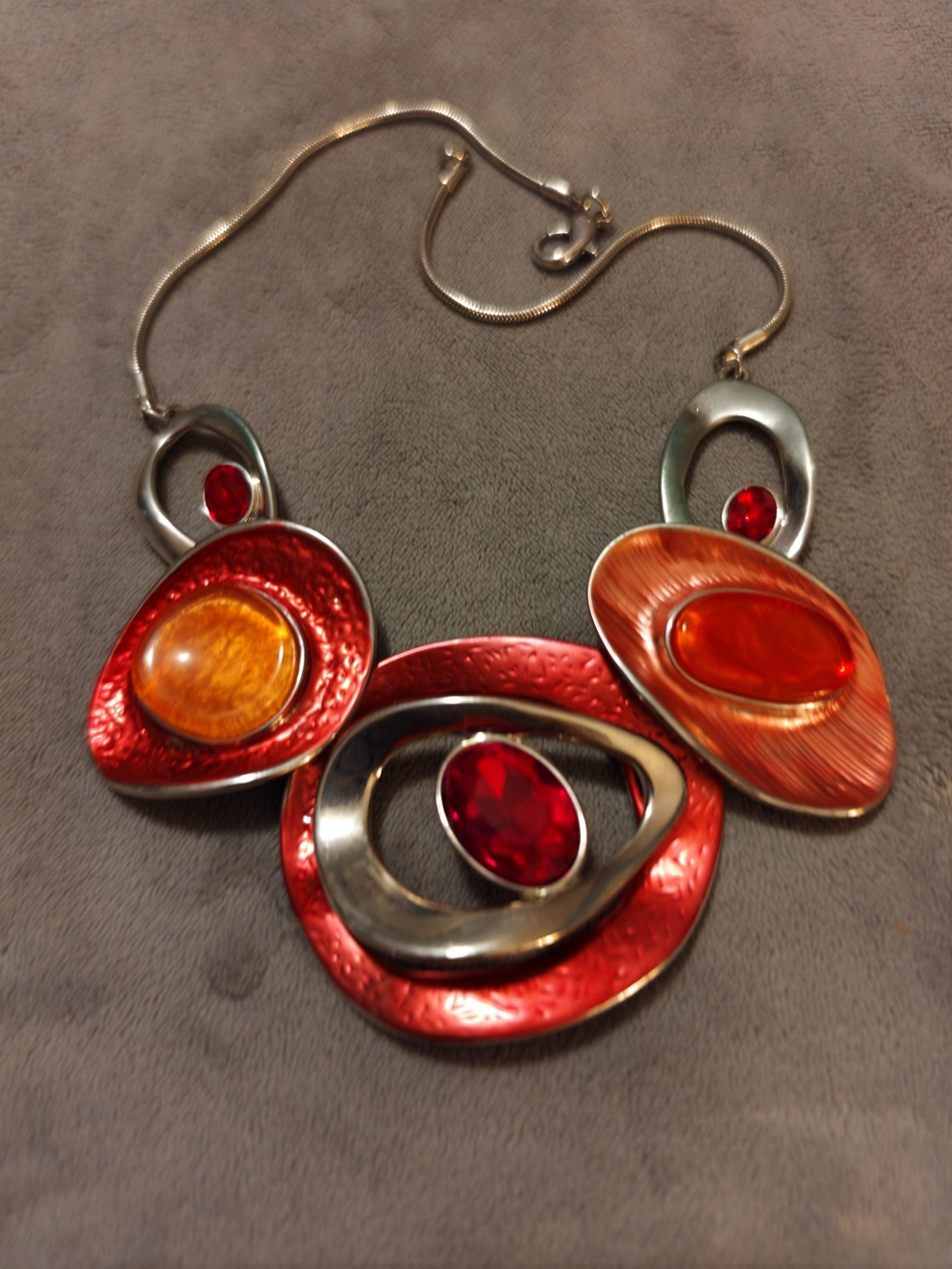 Bold Red and Orange Statement Necklace - Women's Fashion Jewelry
